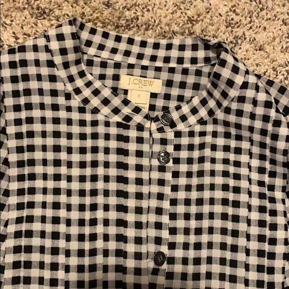 JCrew Black white plaid button down blouse Size S - Picture 2 of 8